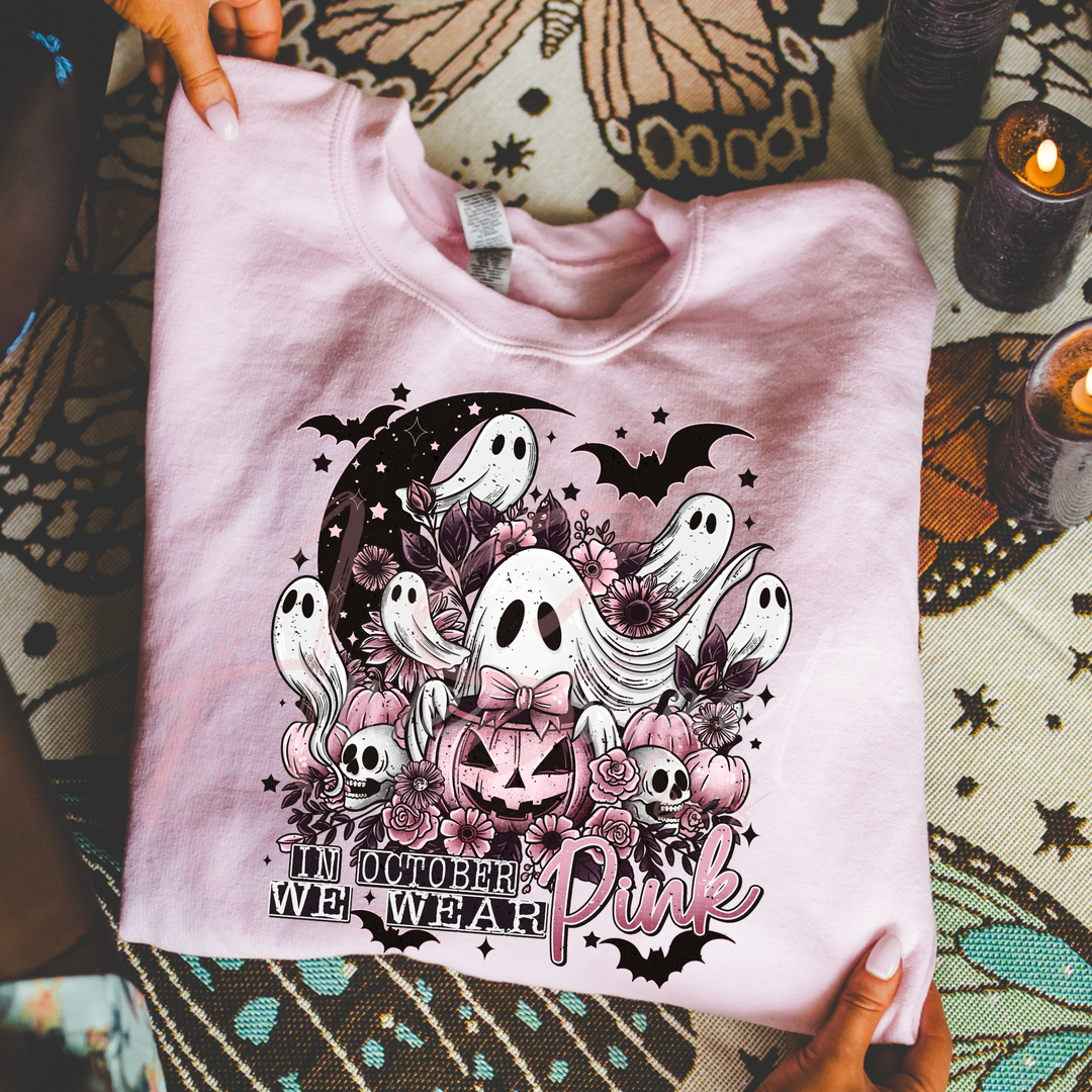 In October We Wear Pink Graphic Sweatshirt