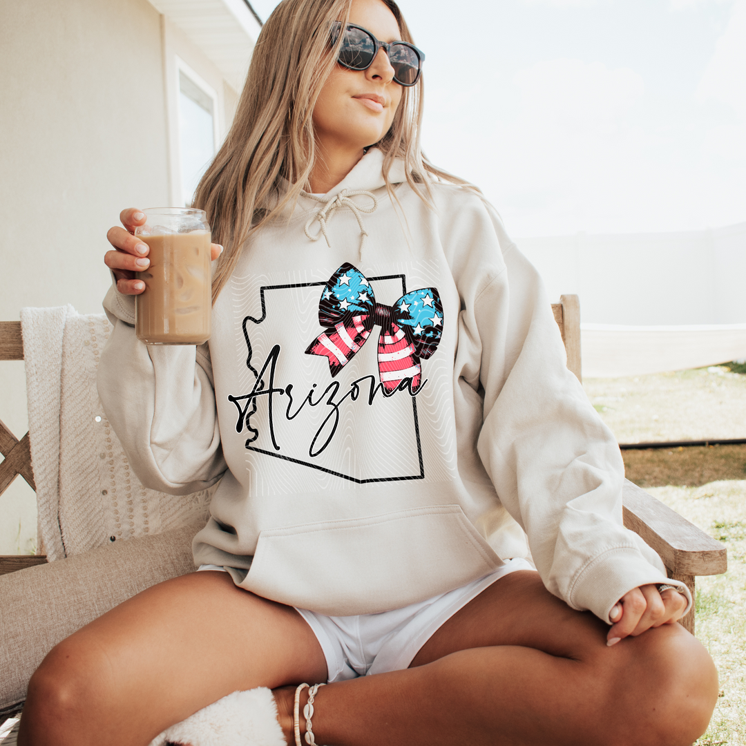 Arizona Patriotic Bow Hoodie - Awe Sweet Tees