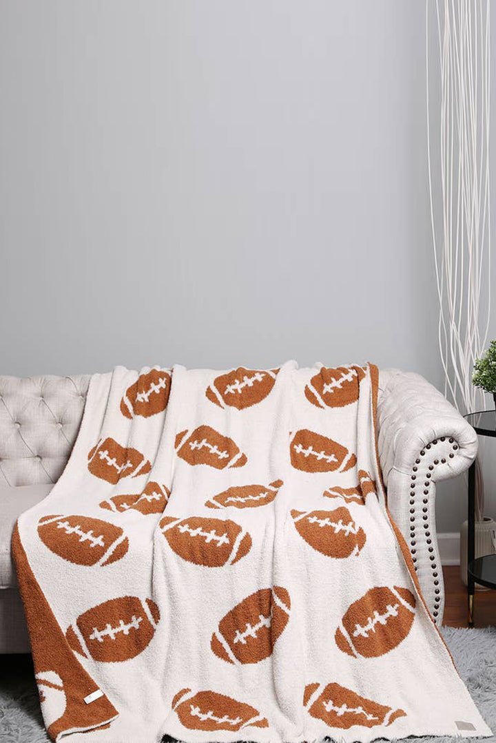 Chestnut Football Pattern Color Block Throw Blanket