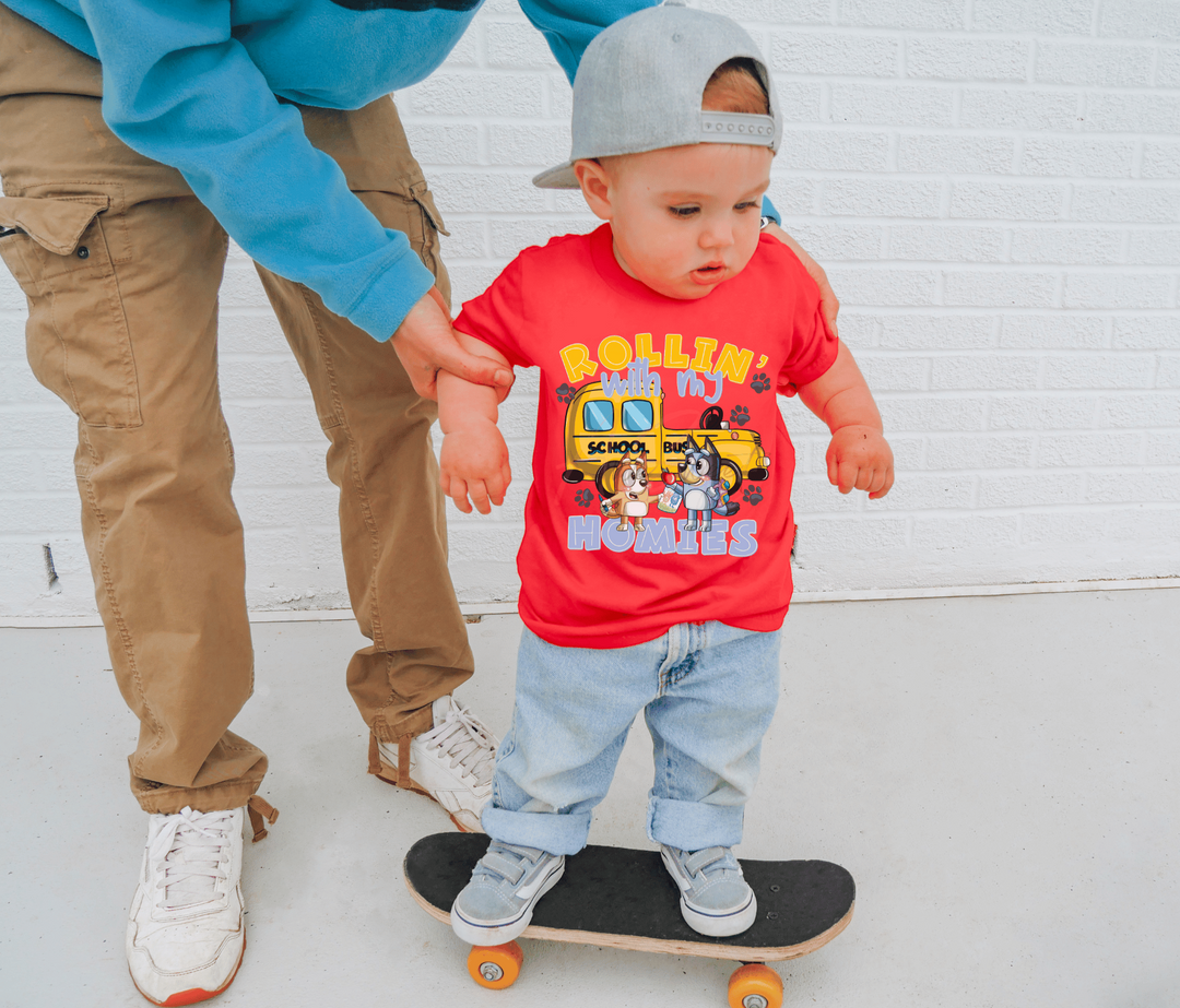 Rollin With My Homies Blue Dog Toddler Tee - Awe Sweet Tees