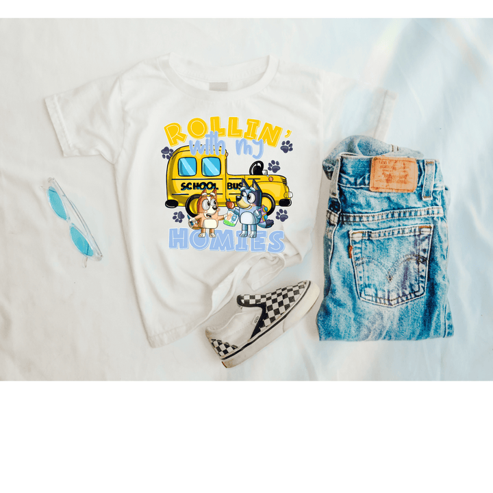 Rollin With My Homies Blue Dog Toddler Tee - Awe Sweet Tees