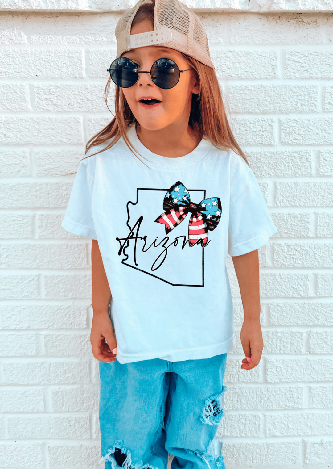 Arizona Patriotic Bow Toddler/Youth Tee - Awe Sweet Tees