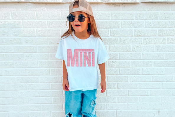 MINI Retro Checkered Toddler/Youth Tee Angela - Awe Sweet Tees