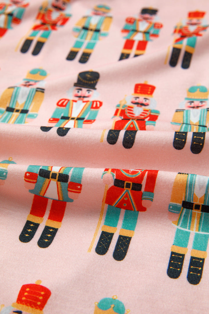 Pink Christmas Nutcracker Long Sleeve Shirt Shorts Pajama Set