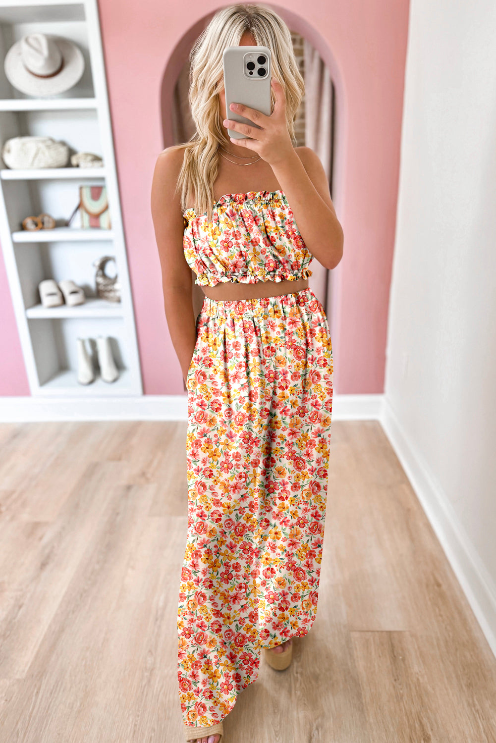 floral strapless dress 